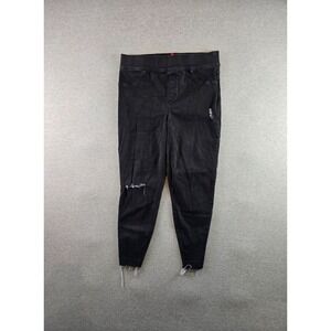 Spanx Jeggings Womens 1X Black High Rise Distressed Raw Hem Skinny Ankle Legging